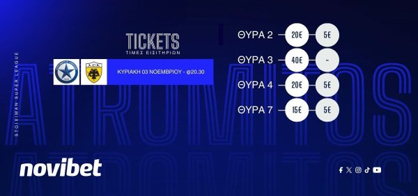 Ενημέρωση για τους φιλάθλους του Ατρόμητου σχετικά με την πώληση των εισιτηρίων του ματς με την ΑΕΚ